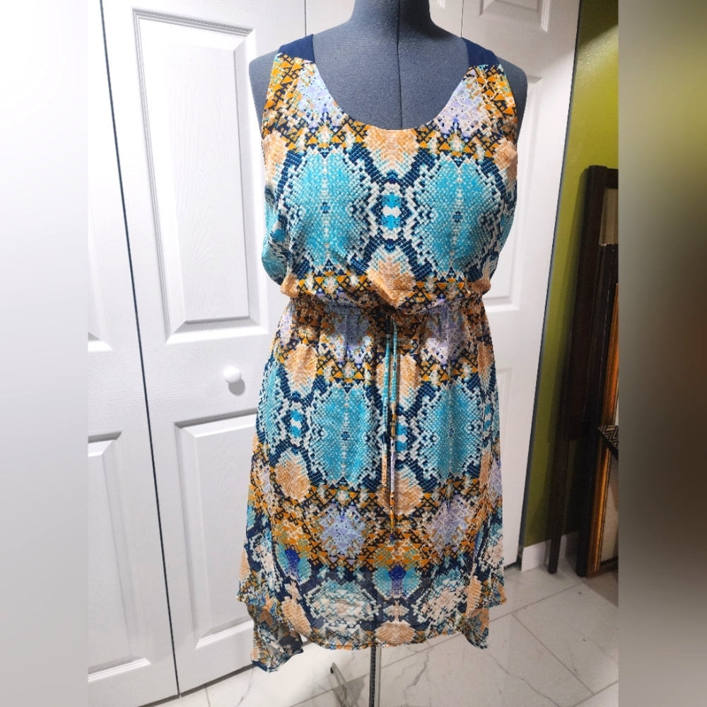 Colorful, high-low dress, Bisou Bisou, size 10